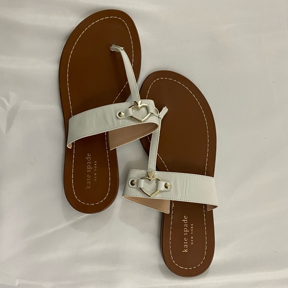 Kate Spade white tan Cece Thong Sandal